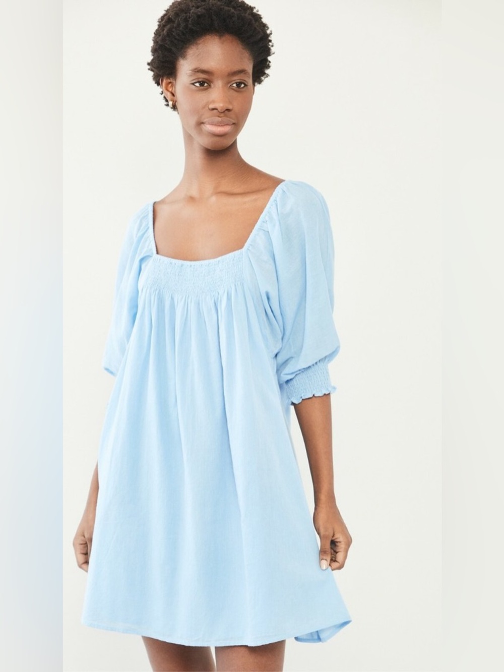 Apiece Apart Inacea Balloon Sleeve Dress XS sky blue organic cotton pockets - Picture 5 of 16